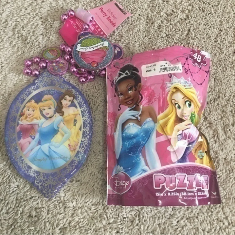Disney Princess puzzle and coin purse. Birthday beads